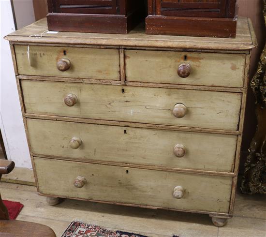 A Victorian painted pine chest of drawers W.104cm